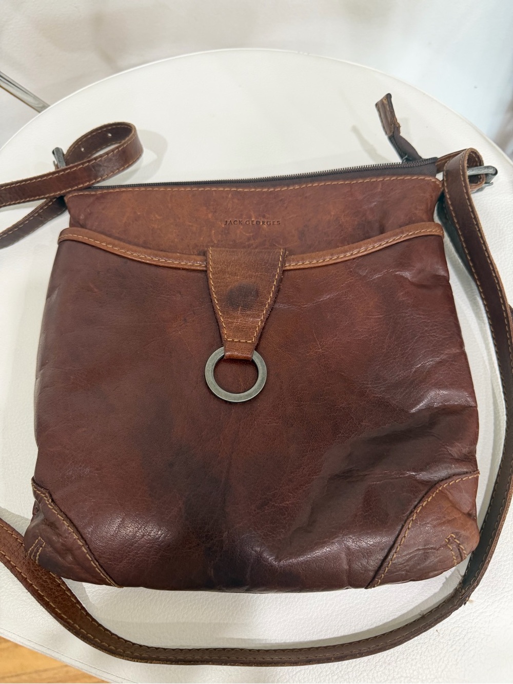 Jack Georges Brown Leather Crossbody Bag